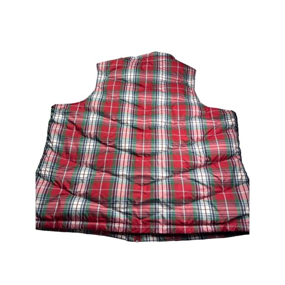 Lands End Womens Plaid Down Puffer Vest Size 3X Red Green White Navy Blue - Picture 2 of 4